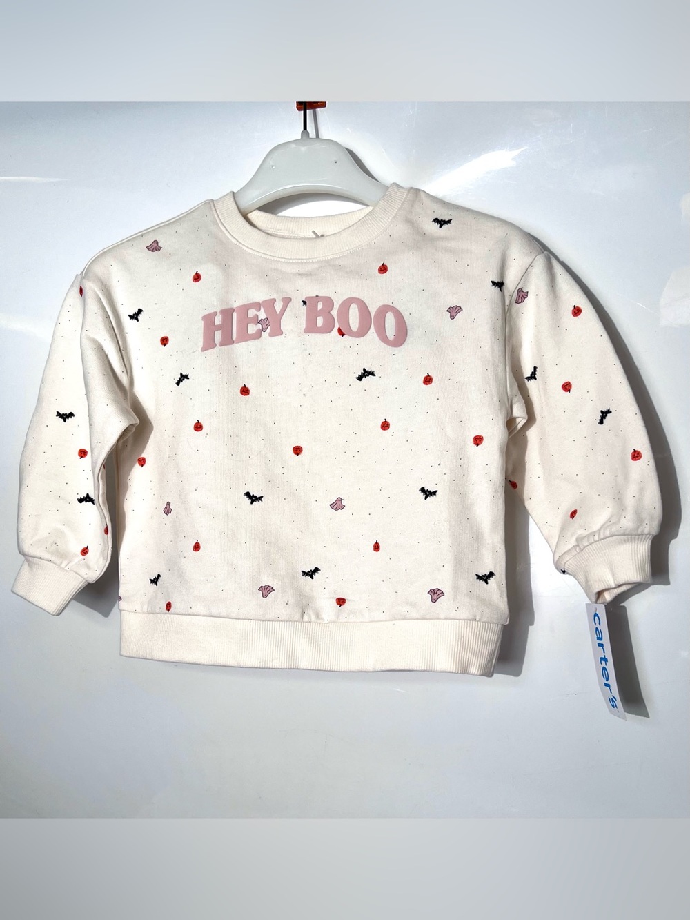 Carterās āHEY BOOā Halloween Long Sleeve Pullover Sweatshirt Cream Size 2T
